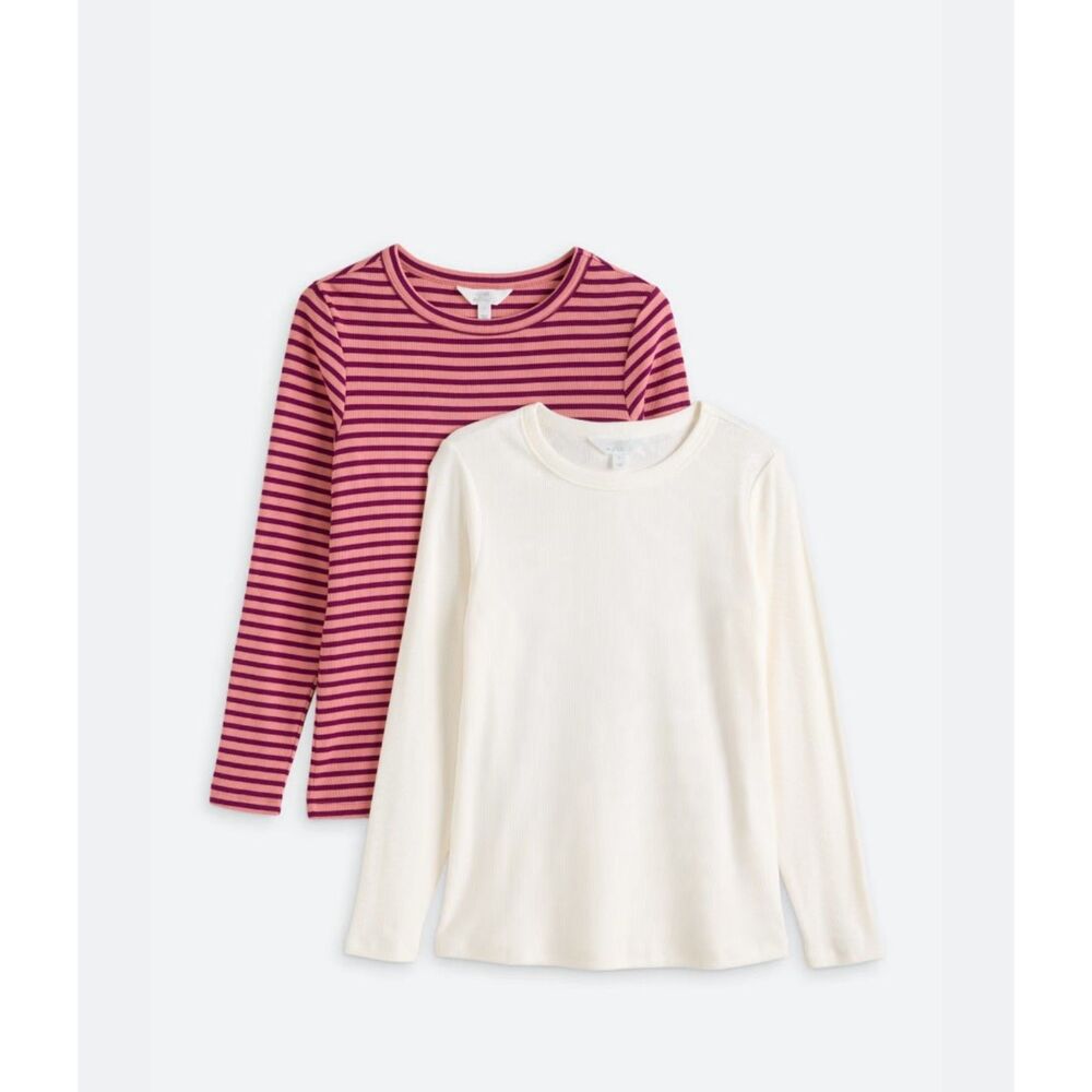 2 Pack Pearl Cotton Rib Long Sleeve Tee